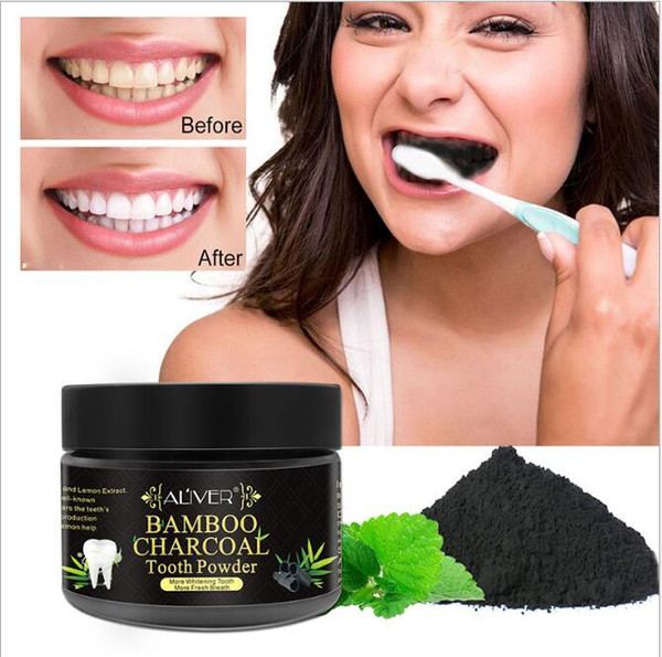 DHL free Teeth Whitening Powder Bamboo Natural Teeth Whitener for carbon ALIVER 50g/Piece in stock with good package