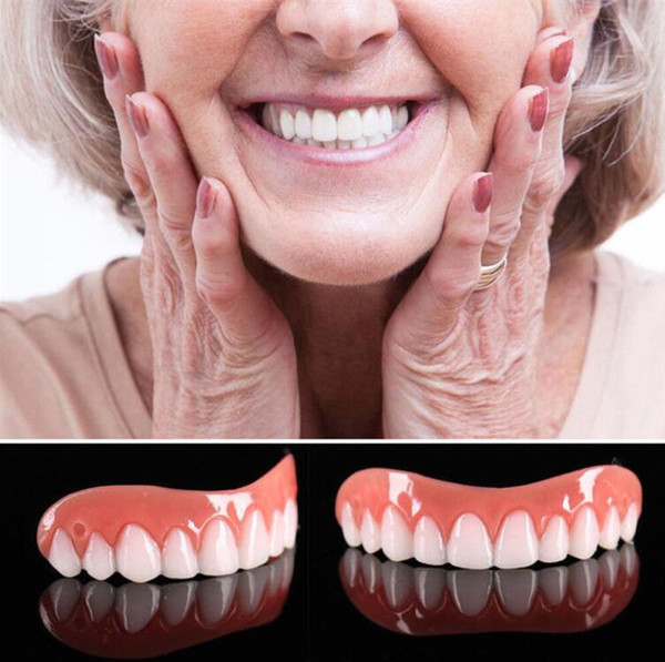 Professional Instant Smile Teeth Whitening Comfort Fit False Dentures Teeth Top Cosmetic Dental Silica Gel Upper Row Free Shipping