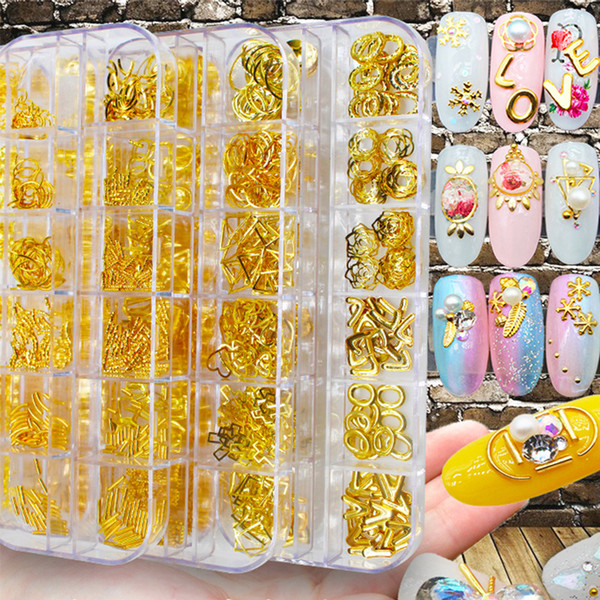 10 box/set Fashion Mixed Gold Silver Gothic Rivet Studs Metal Gems Nail Art Decoration DIY