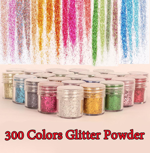 300Jar/package Mixed 300 Colors Mixed Shape Nail Glitter Fine Powder For Nail Art Decoration Optional 300 Colors Factory Price