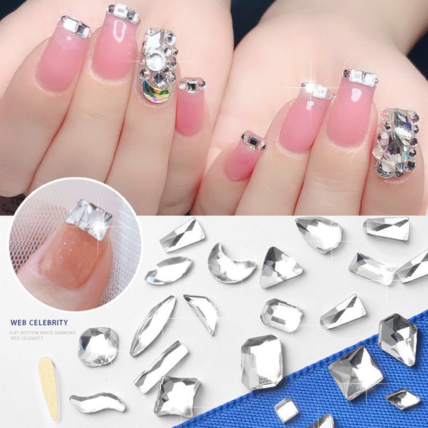 240 pcs Clear Crystal Rhinestones For Nails 3D Flatback Glass Stones Nail Art Decorations DIY UV Gel Charm Manicure Accessories