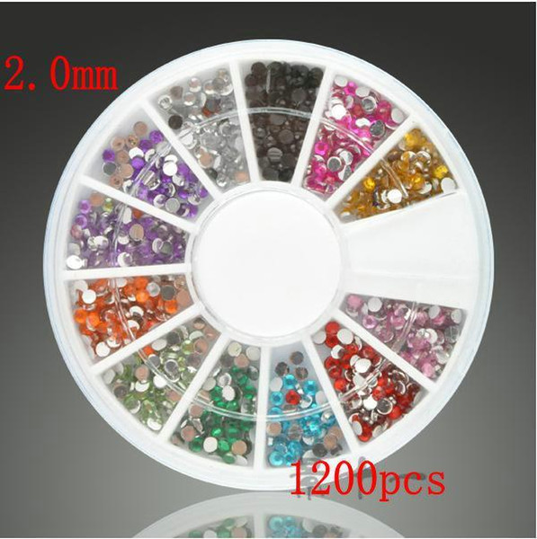 Free Shipping With DHL,Nail Art Glitter Tip 2mm Acrylic diamond DIY Rhinestone Deco With Wheel,Beauty Nail Art Accessories Dec,1200pcs/set