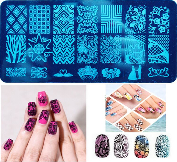 NEW Nail art template 20 Designs DIY Manicure Tools Nail Art Stencils Stamping Template Polish Print Nail Image Plate Stamper Scraper Set