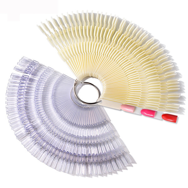 150 Tips Color Card False Fan Nail Tips Display Natural Transparent Bamboo Fake Practice UV Gel Polish Board Manicure Tool