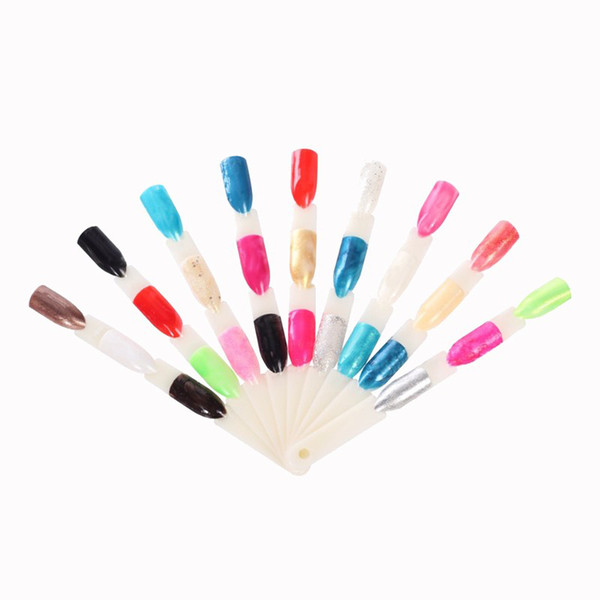 50pcs 3 Knots Nail Art Tips Polish UV Gel Color Display Fan Designs Transparent Nature False Nails Practice Palette Nails Tools