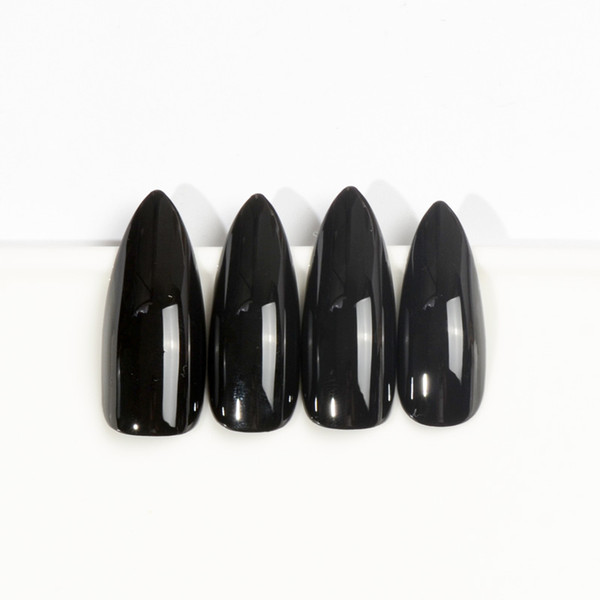 Black Extremely Long Stiletto Nails 24 Full Set of Nails Press on Nail Witch Claw Fancy Dress free sticker