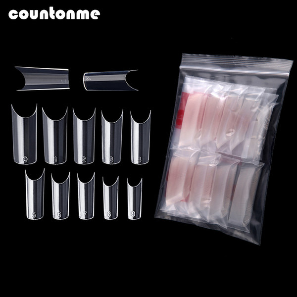 500Pcs Fake Nails Clear French Acrylic False Nails Full Cover Nail Art Tips UV Gel Ultra Flexible Completely Curved Nail Art Dec