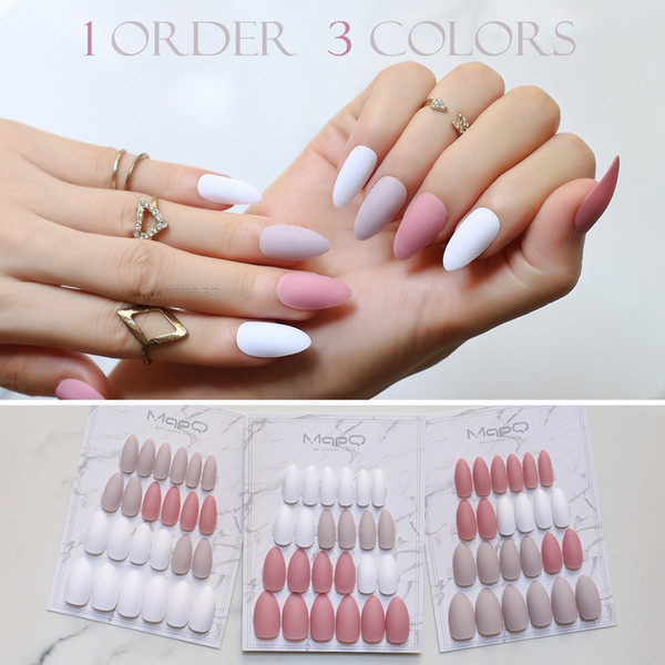 Brick red Stiletto Matte False nails DIY Multicolor White Nude color fake nail 3 colors Fashion Full Nail Tips Finished product