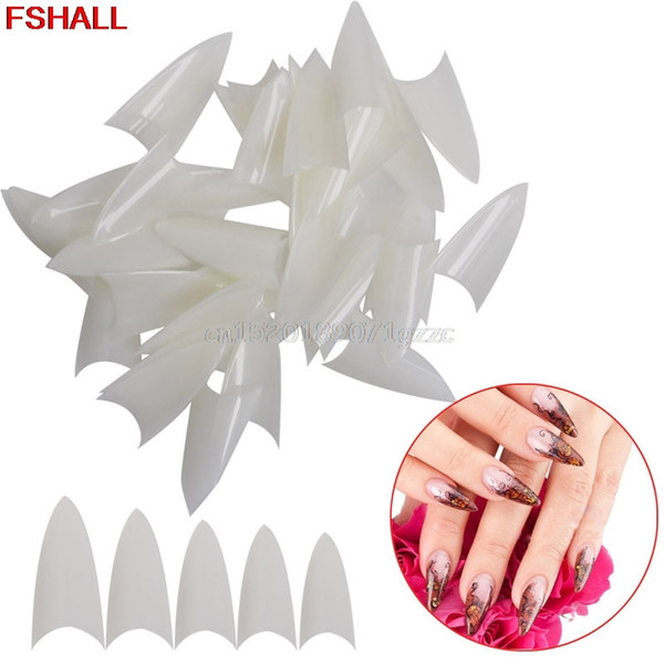 500PCS Clear Natural White False Point Stiletto Acrylic UV Gel Nail Tips Beauty #H027#