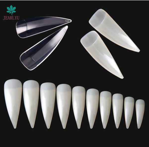 600Pcs Long Sharp False Nail Art Tips Acrylic Salon Natural White Clear Acrylic Salon Fake Artificial Nail Tips Beauty Tools g03