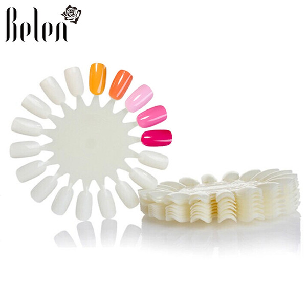 Belen 10PCS Natural hite heel Polish Color Display Chart Round 180 False Tips False Tips Art Design Acrylic Polish#