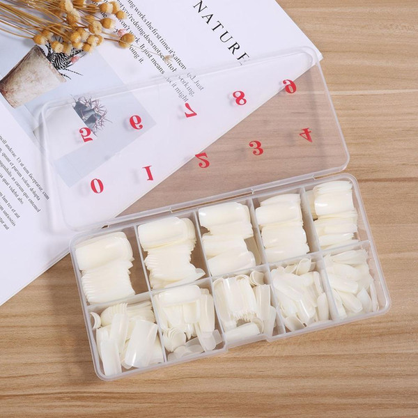 500 pieces / 1 box Fake Nail Tips with Case Well French Style Transparent/Natura Well Cover False Nail Art Tip