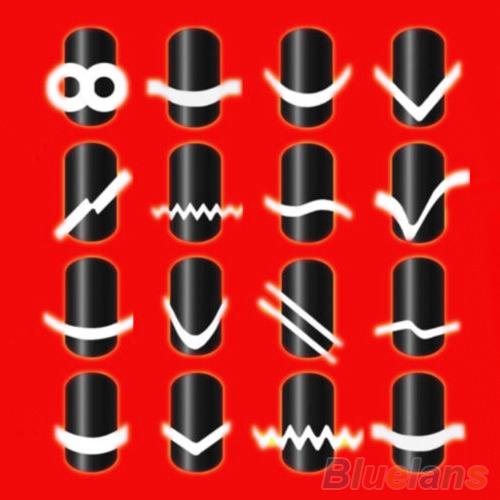 2016 Designed New 2Pcs Chic 18 Styles French Manicure Nail Art Salon Tips Tape Stickers Guide DIY Stencil Decorations 8LDS