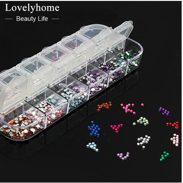 New Portable 3600pcs Nail Art Rhinestones Decoration 2.0mm Round Glitters With Hard Case Free Shipping