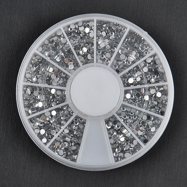 2000pcs Glitter 1.5mm Clear Transparent Round 3d Nail Art Decorations Rhinestones Manicures Wheel Nail Studs Free Shipping