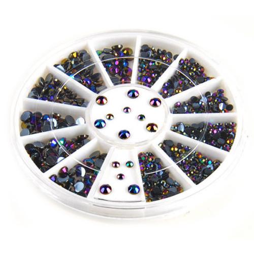 300pcs 3D Gems Crystal Nail Art Stickers Tips Glitter Rhinestone DIY Decorations + Wheel 5WAM 7GQU 8UEX