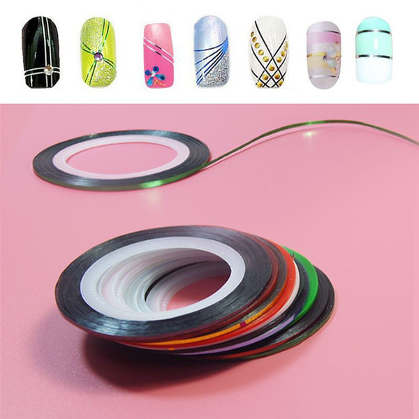 10Pc/set Mixed Colors Nail Rolls Striping Tape Line DIY Nail Art Tips Decoration Sticker Nails Care for nail Polish makeup Tools