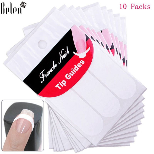 Belen 10 Packs Manicure Nail Art DIY French Manicure Guides Sticker For Women Brand Women Makeup Tools For Fringe Decoration