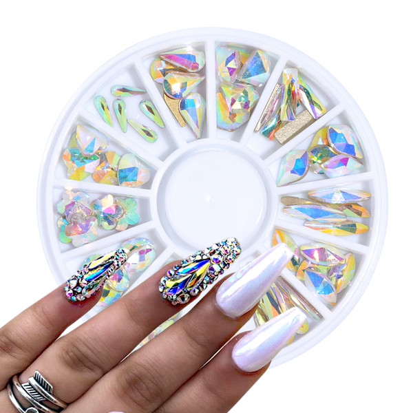 1 Wheel Crystal AB Nail Gems Rhinestone for Nail Art Glass Geometry Blossom Jewelry Diamond Stone Decoration Manicure BE694