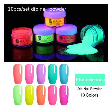 Dipping Nail Glitter Kits Fluorescent Dip Nail Natural Fast Dry Neon Gradient French Nails Chrome Free Shipping