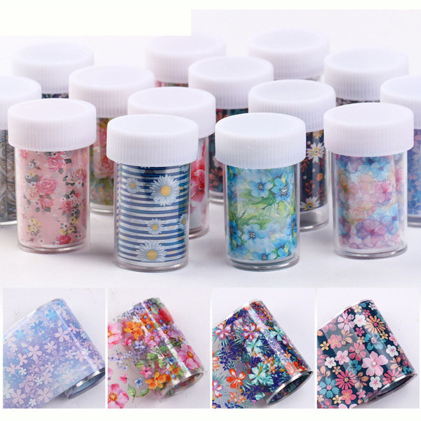 1 Box nail stickers Flower pattern Designs Transfer Sticker Laser Glitter Nail Decal Wraps Nail Art Decorations