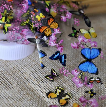 Butterfly Plum Flower Nail Art Transfer Foils Colorful Full Wrap Nail Sticker Decal Decoration DIY Manicure Tool