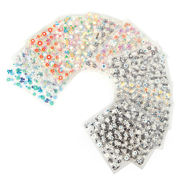 50 Sheets 3D Nail Art Stickers Decals High Quality Mix Color Flowers Design Nail Tips Decoration Manicure DIY Tools