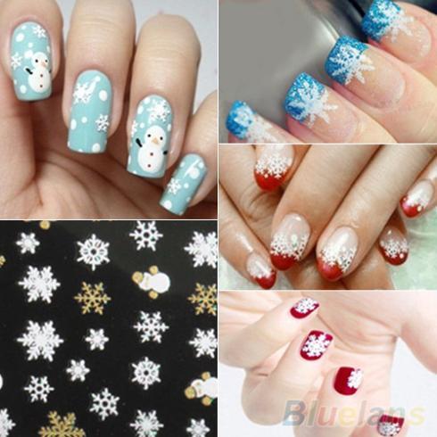 Wholesale- Snowflakes Snowman 3D Nail Art Stickers Decals Girl Fingernail Accessories 1P85