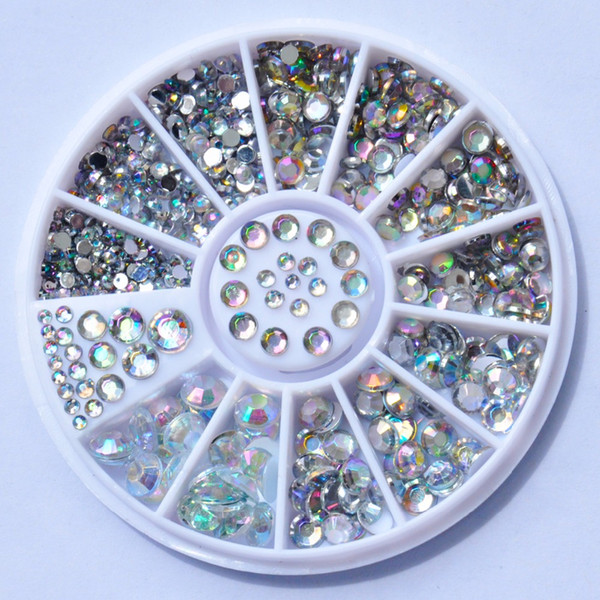 Wholesale-Biutee Nail Decoration Rhinestone 5 Sizes Silver Multicolor Acrylic Nail Art Decoration Glitter Nail Rhinestones Nail Tools