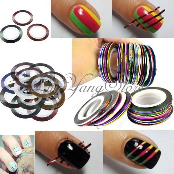 Free Shipping 18 Rolls Color Nail Art UV Gel Tips Striping Tape Line Sticker DIY Decoration Wholesale