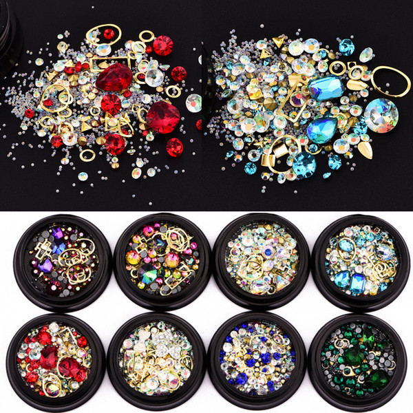 Woman 3D DIY Nail Art Decorations Beauty Magic Crystal Rhinestone Gem Stone Geometry Cross Design Jewelry Accessory Nail Charms Tool 4cm Box