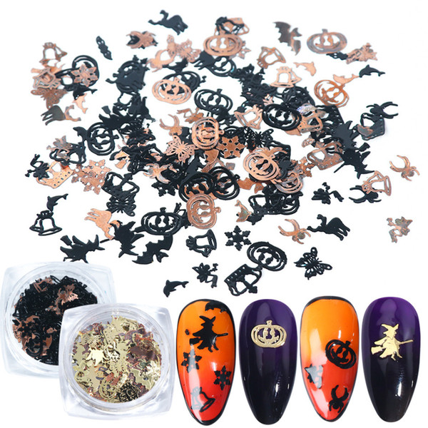 Fashion Halloween Nail varnish patch Stickers ins ultra-thin exquisite black gold pumpkin bat nail jewelry patch