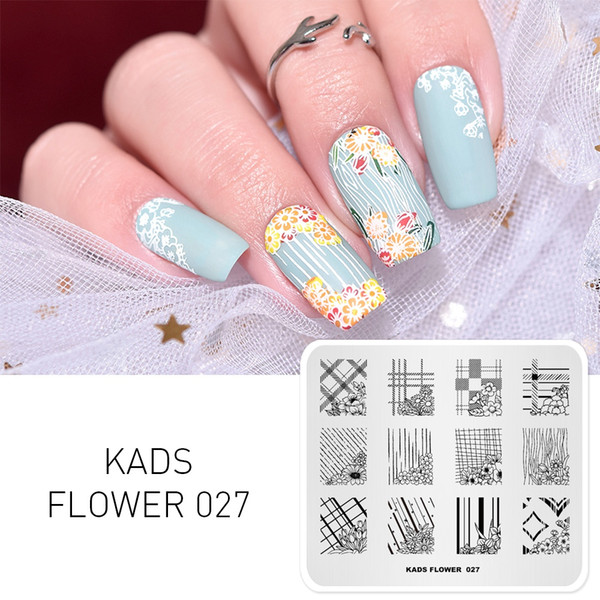 Flower 027 Nail Art Stamping Image Plate Template Manicure Nail Stencil Tool Templates DIY Image Nail Art Decorations Stamp una