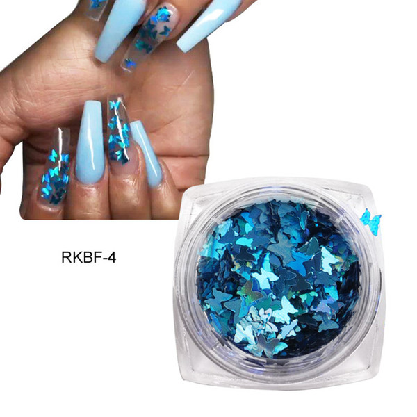 1 Box Holographic Butterfly Shape Nail Glitter Flakes Sparkly 3D Colorful Sequins Spangles Polish Manicure Nails Art Decoration