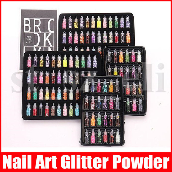 Mini Bottle Glitter Nail Art Powder Dust Tip Rhinestone Manicure Tools Beauty Accessories Decorations 48pcs 24pcs 12pcs