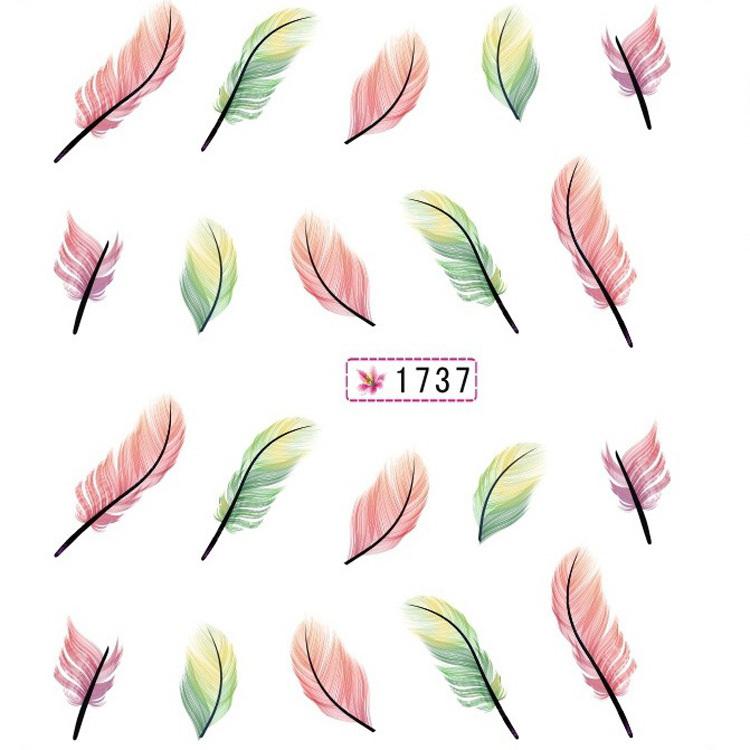 Hot Sale New Arrival Colorful Beautiful Leopard Water Transfer Stickers Nail Art Tips Feather Decals Drop Shipping NA-0035-1737