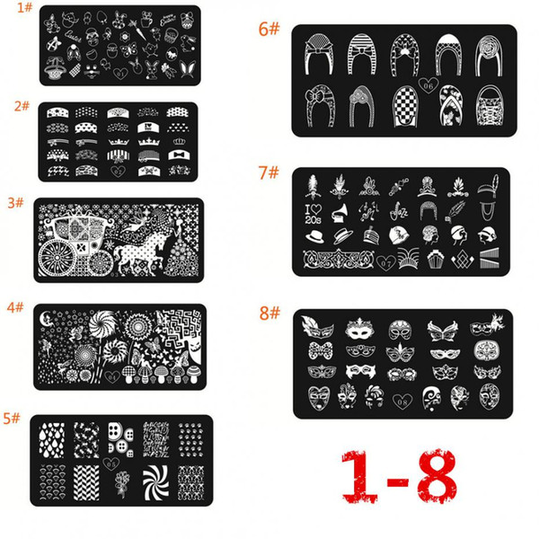 Nail Art Polish Diy Stamping Plates Image Templates Nail Stamp Stencil Beauty Decorations Manicure Tools 8pcs Random Delivery