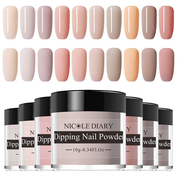 10g Nude Series Powder Set Pure French Dipping Nail Glitter Without Lamp Cure Dip Nail Powder Manicure Art Design