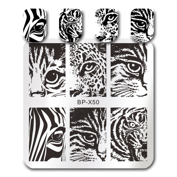 BORN PRETTY Square Nail Stamping Plate Geometry Stripes Cat Eye Coffee Pumpkin Manicure Nail Art Image Plate Stencil