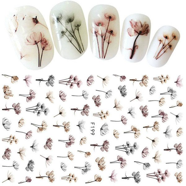 DIY Art Dandels Flower 3D Nail Stickers Nail Art Adhesive Transfer Sticker Decals Decor Fresh Summer Flowers And Dandelion Nails Stick