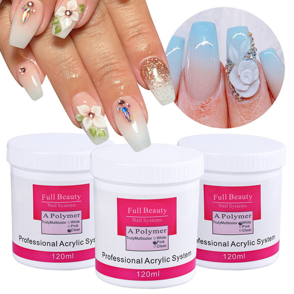 Manicure Acrylic Powder Clear Pink White Nail Crystal Powder 3D Acrylic Nails Tips Phototherapy Extension Builder Polymer 070306