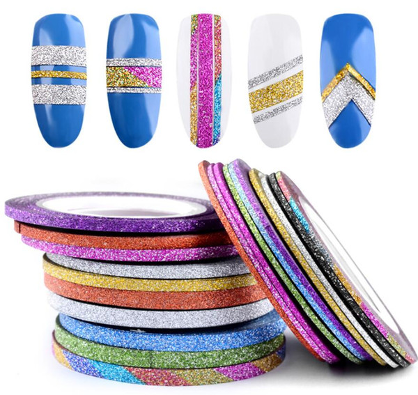 NEW Charms 1 Roll 1mm/2mm/3mm Glitter Nail Striping Tape Line For Nails DIY Decoration Nail Art Stickers rolls Beauty Accessories