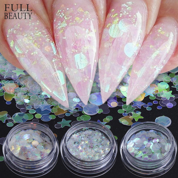 Full Beauty AB Chameleon Color Sequins Nail Art Glitter Flakes UV Gel Polish Star Heart Flower Paillette Decor Tools CHAB01-15