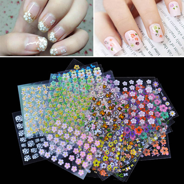 30 Sheet 3D Floral Design Nail Sticker Beautiful Mix Color Nail Art Sticker Decal Manicure Stamping Stickers for Nail Decoration