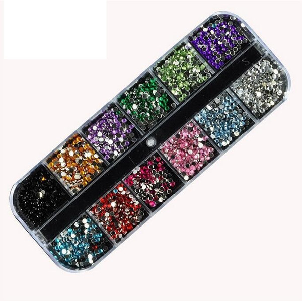 2000Pcs 12 Colors Nail Shining Rhinestones Glitter Acrylic Nail Art Decoration 1.5mm 2mm For UV Gel Iphone and laptop DIY Nail Tools