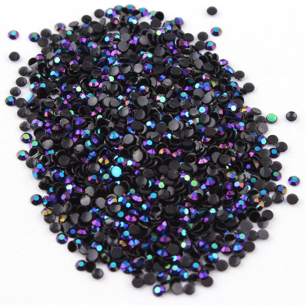 Black AB 2mm,3mm,4mm Nail Art Resin Jelly Rhinestone Round Flatback For DIY Nail Art Accessories