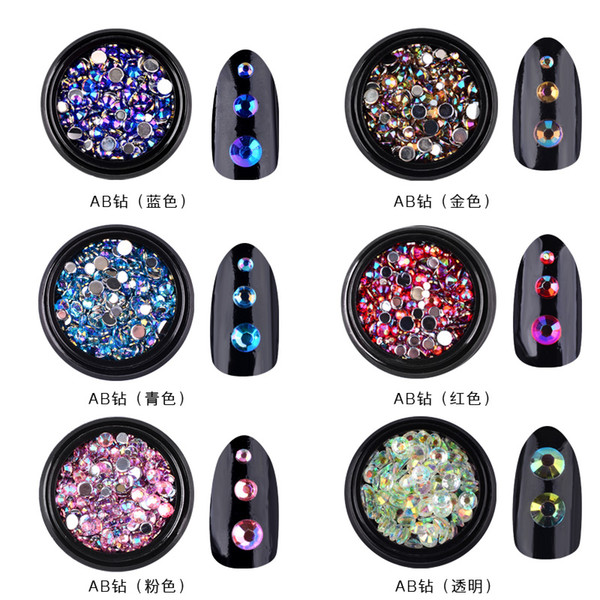 Nail art decorations A/B Colorful rhinestones for nails flat bottom 3d nail art diamonds accessories decoration