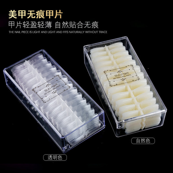 Box set 504PCS Non-trace Nail Tips Overlap Full Cover Clear Natural Nail Tip Rounded False Tips Fake Nail Droplet Style