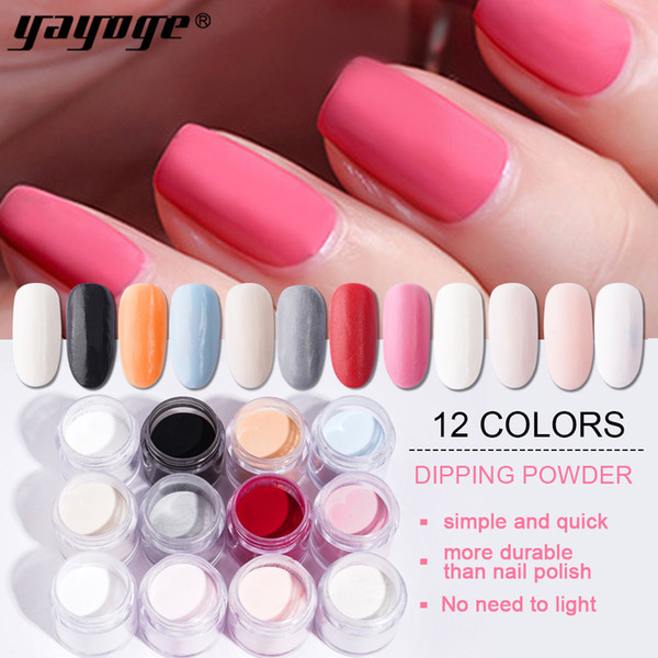 Yayoge Dipping Powder Gradient French Nail Natural Color Holographic Glitter Without Lamp Cure Nail Art Decorations