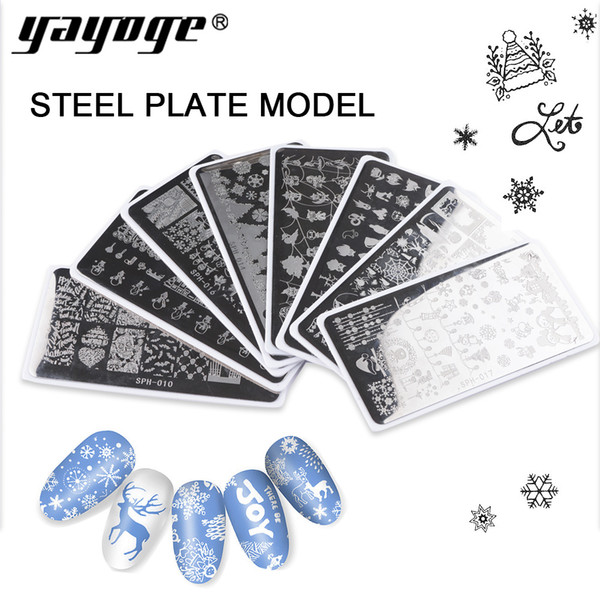 Yayoge Nail Art Stamp Stamping Templates Stamper Scraper Kit 8 Manicure Plates Set with Polish Stamper by Salon Designs